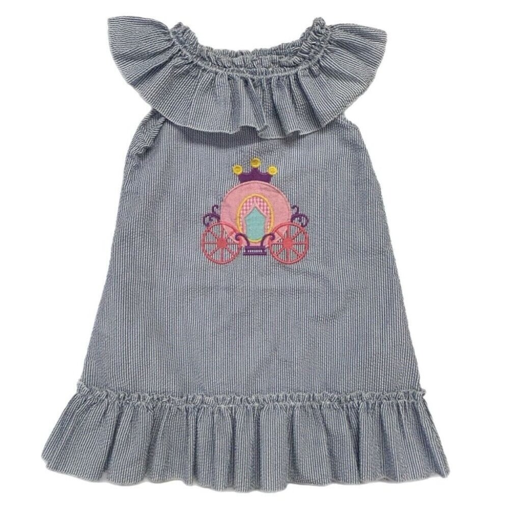 Lil Cactus Princess Carriage sleeveless seersucker dress SIZE 6 T